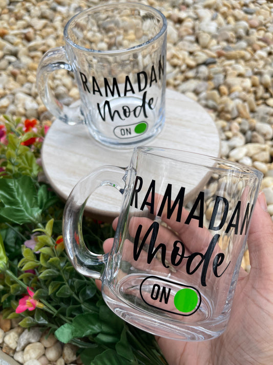 ‘Ramadan Mode On’ Glass Mug